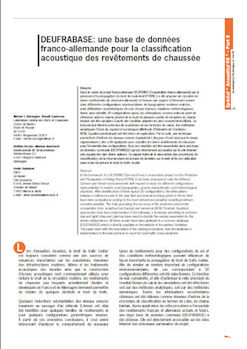 DEUFRABASE : une base de données franco-allemande pour la classification acoustique des revêtements de chaussée
