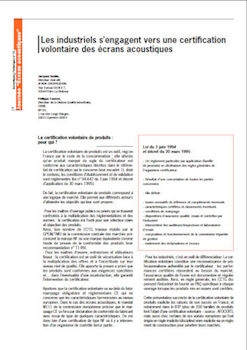Les industriels s engagent vers une certification volontaire des ecrans acoustiques