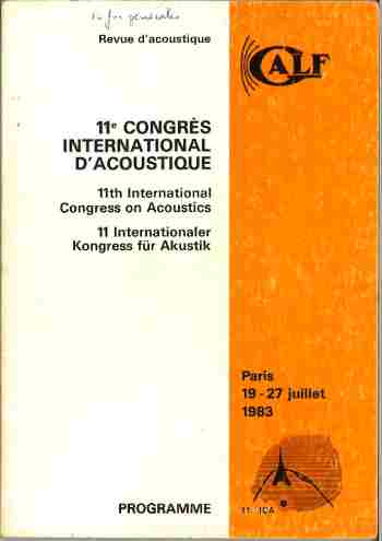 Revue d'acoustique 11e congrès international d'acoustique programme