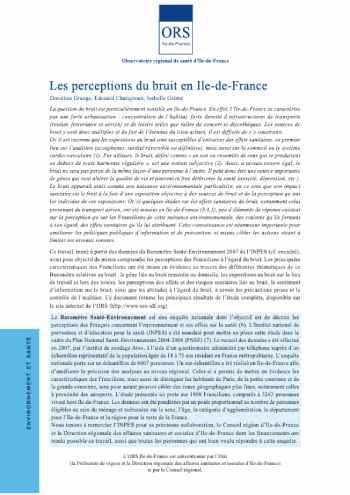 Les perceptions du bruit en Ile-de-France