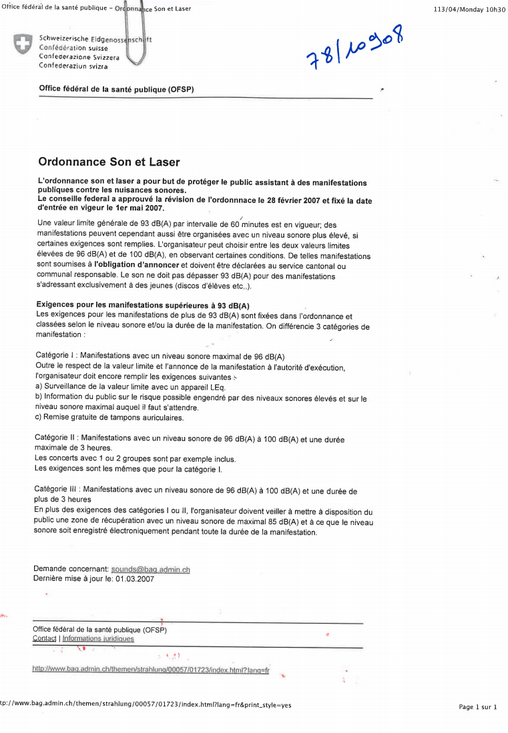 Ordonnance suisse sur la protection contre les nuisances