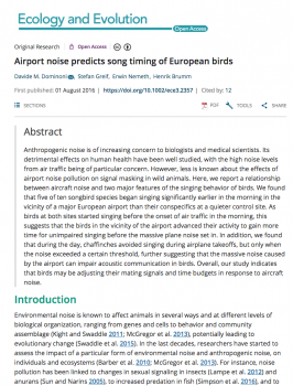 airport noise predicts song birds