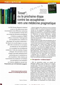 TINNET ou la prochaine étape contre les acouphènes vers une médecine pragmatique