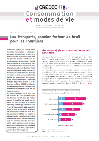 Transport premier facteur bruit franciliens