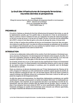sncf 2004 bruit infrastructures ferroviaires nouvelles donnees perspectives